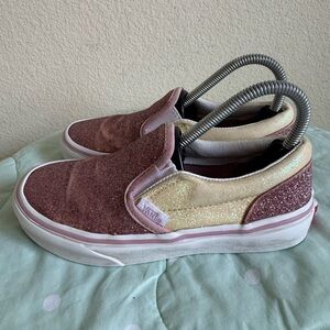 Vans Glittery Pink Kids Slip-On Shoes size 1